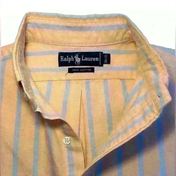 Men’s Ralph Lauren 100% Cotton Striped Long Sleeved Button Down- Size 33, 15 1/2 - Picture 5 of 12